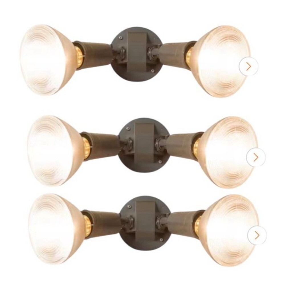 NEW 3 Pack Cooper Halo Twin Flood Light Bronze PWT250BR Wall or Eave No Bulbs